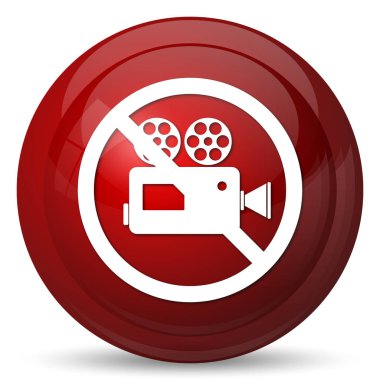 Yasak video kamera simgesi. Beyaz arka plan üzerinde Internet düğmesi