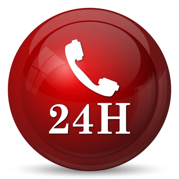 24H Phone Icon Internet Button White Background — Stock Photo, Image