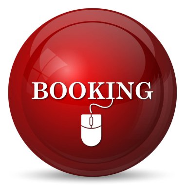 Rezervasyon simgesi. Beyaz arka plan üzerinde Internet düğmesi