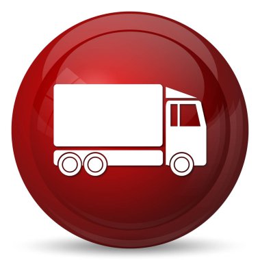 Kamyon simgesi. Beyaz arka plan üzerinde Internet düğmesi