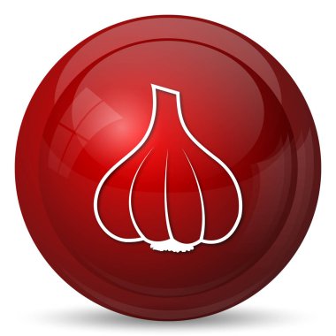 Sarımsak simgesi. Beyaz arka plan üzerinde Internet düğmesi