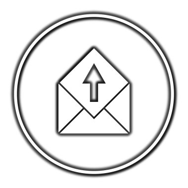 E-posta simgesini gönderin. Beyaz arka plan üzerinde Internet düğmesi