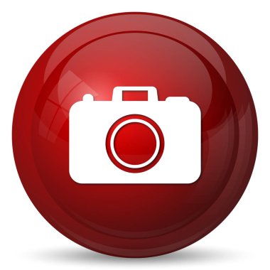 Fotoğraf kamera simgesi. Beyaz arka plan üzerinde Internet düğmesi
