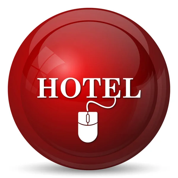 Ícone Hotel Botão Internet Fundo Branco — Fotografia de Stock