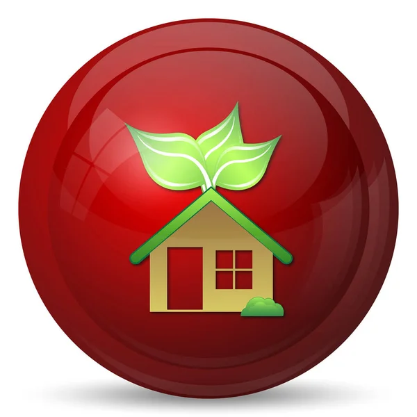 Икона Экологического Дома Кнопка Интернет Белом Фоне — стоковое фото