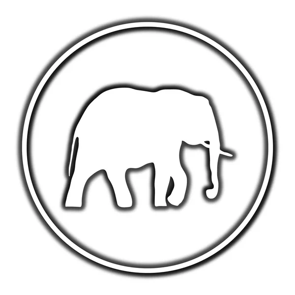 Icona Dell Elefante Pulsante Internet Sfondo Bianco — Foto Stock