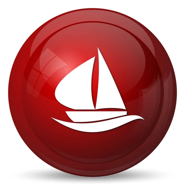 帆船图标 白色背景上的互联网按钮 — 图库照片