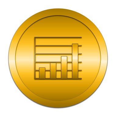 Grafik barlar simgesi. Beyaz arka plan üzerinde Internet düğmesi.