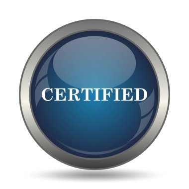 Sertifikalı simgesi. Beyaz arka plan üzerinde Internet düğmesi