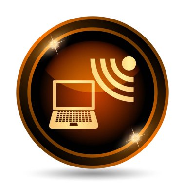 Kablosuz dizüstü simgesi. Beyaz arka plan üzerinde Internet düğmesi