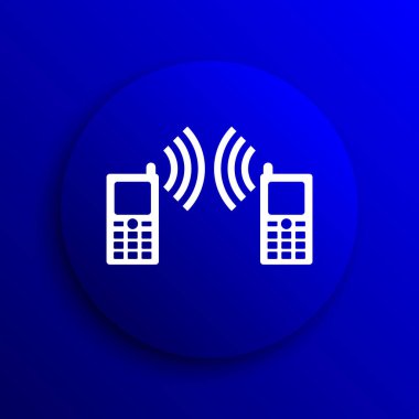İletişim simgesi. Mavi arka plan Internet düğmesini