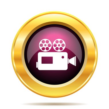 Video kamera simgesi. Beyaz arka plan üzerinde Internet düğmesi