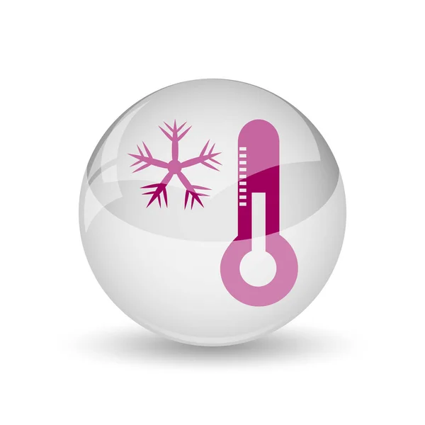 温度計のアイコンとスノーフレーク 白い背景の上のインター ネット ボタン — ストック写真