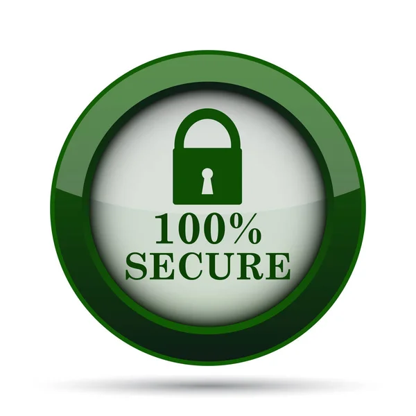 100 Percent Secure Icon Internet Button White Background — Stock Photo, Image