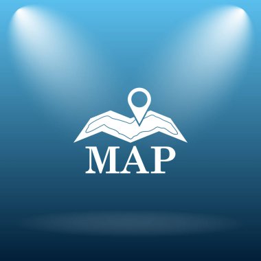 Harita simgesi. Mavi arka plan Internet düğmesini.