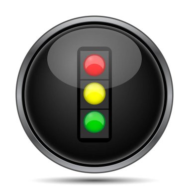 Trafik ışığı simgesi. Beyaz arka plan üzerinde Internet düğmesi