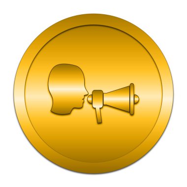 Megafon simgesi. Beyaz arka plan üzerinde Internet düğmesi.