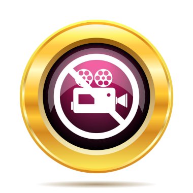 Yasak video kamera simgesi. Beyaz arka plan üzerinde Internet düğmesi