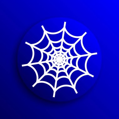 Örümcek web simgesi. Mavi arka plan Internet düğmesini