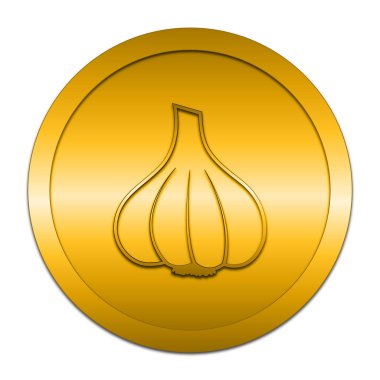 Sarımsak simgesi. Beyaz arka plan üzerinde Internet düğmesi.