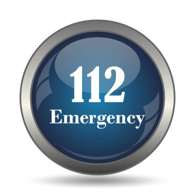 112 acil durum simgesi. Beyaz arka plan üzerinde Internet düğmesi