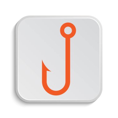 Balık simgesi kanca. Beyaz arka plan üzerinde Internet düğmesi