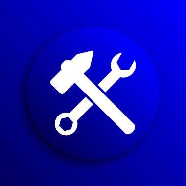 Araçlar simgesi. Mavi arka plan Internet düğmesini