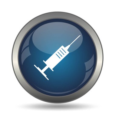 Şırınga simgesi. Beyaz arka plan üzerinde Internet düğmesi