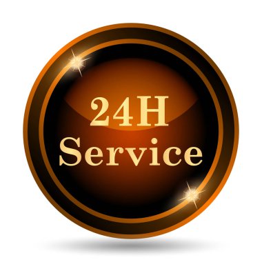 24 saat hizmet simgesi. Beyaz arka plan üzerinde Internet düğmesi