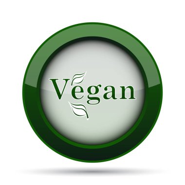 Vegan simgesi. Beyaz arka plan üzerinde Internet düğmesi.