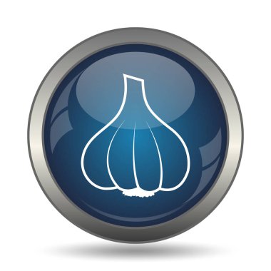 Sarımsak simgesi. Beyaz arka plan üzerinde Internet düğmesi