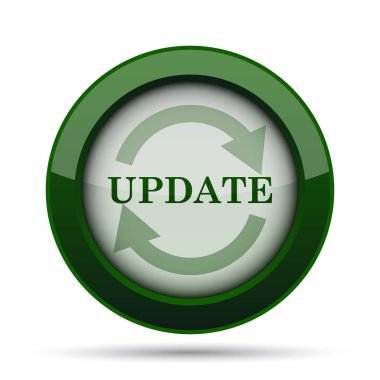 Update simgesi. Beyaz arka plan üzerinde Internet düğmesi.
