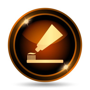 Yapıştır ve fırça simgesini diş. Beyaz arka plan üzerinde Internet düğmesi