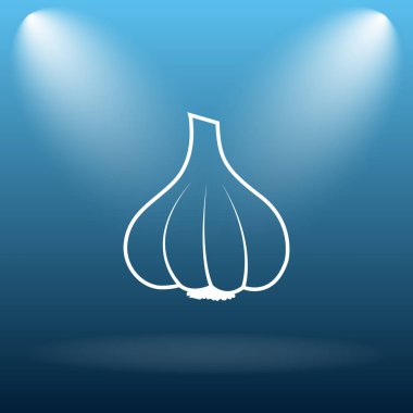 Sarımsak simgesi. Mavi arka plan Internet düğmesini.