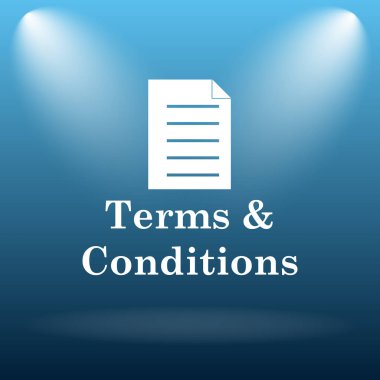 Şartlar ve koşullar simgesi. Mavi arka plan Internet düğmesini.