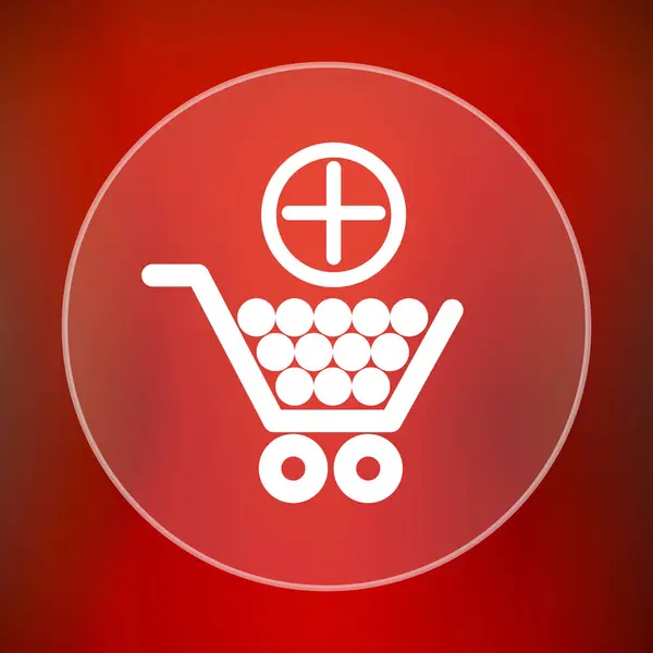 Lägga Till Shopping Cart Ikonen Internet Knappen Röd Bakgrund — Stockfoto