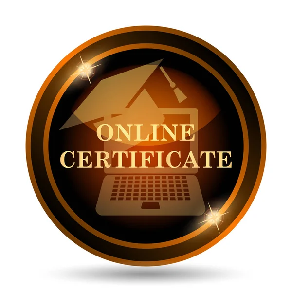 Ícone Certificado Online Botão Internet Fundo Branco — Fotografia de Stock