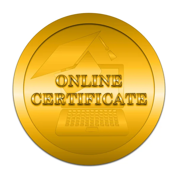 Online Certificaat Pictogram Internet Knop Witte Achtergrond — Stockfoto