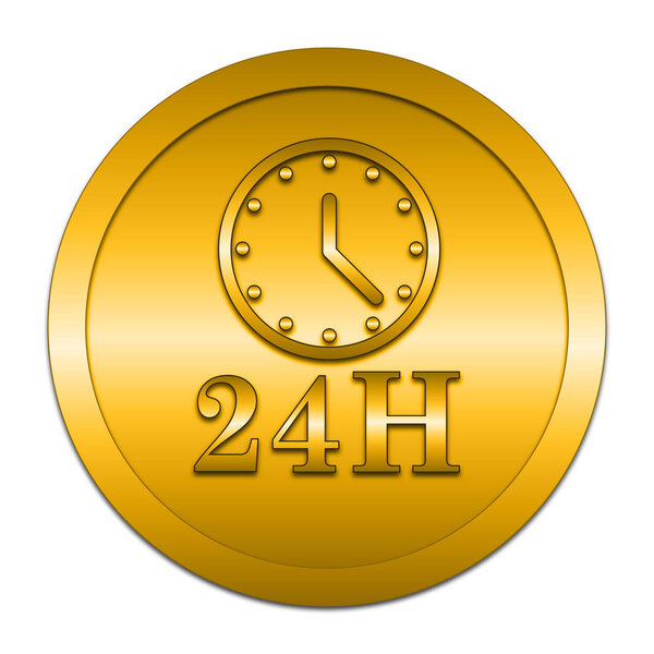 24H clock icon. Internet button on white background.