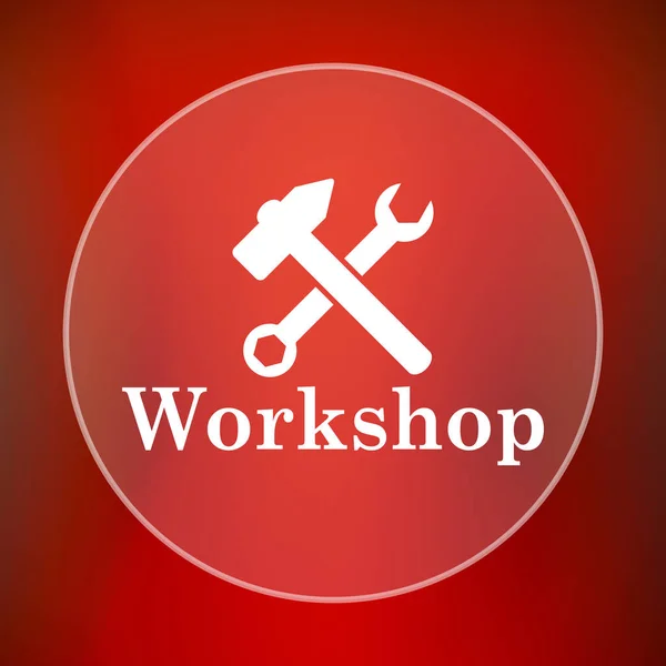 Workshop icon. Internet button on red background