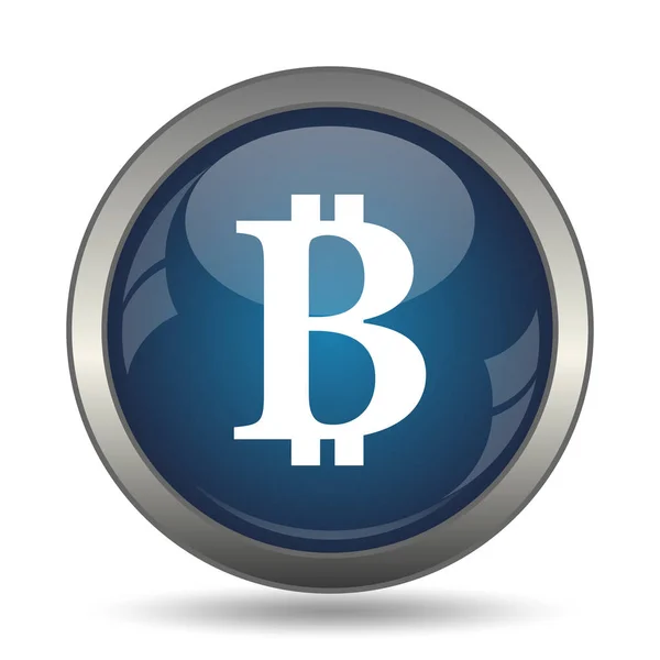 Icono Bitcoin Botón Internet Sobre Fondo Blanco —  Fotos de Stock