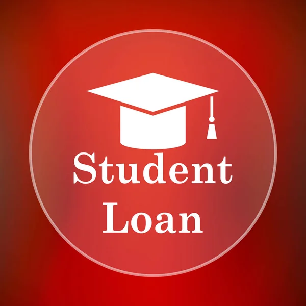 Student loan icon. Internet button on red background