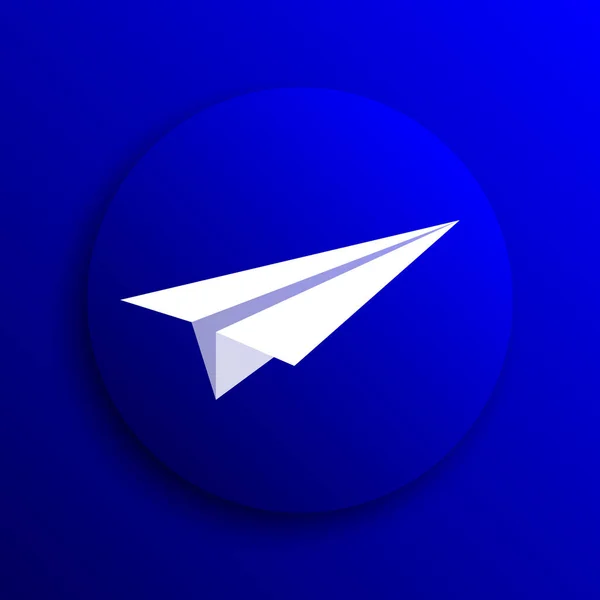 Icono Avión Papel Botón Internet Sobre Fondo Azul —  Fotos de Stock