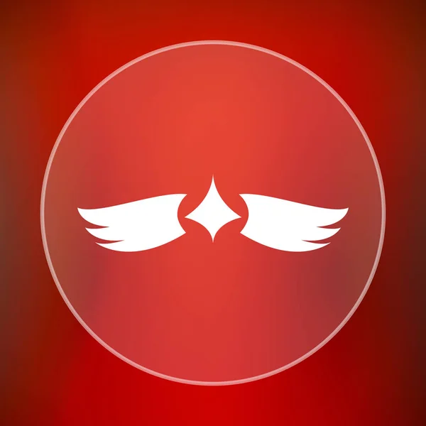 Wings icon. Internet button on red background