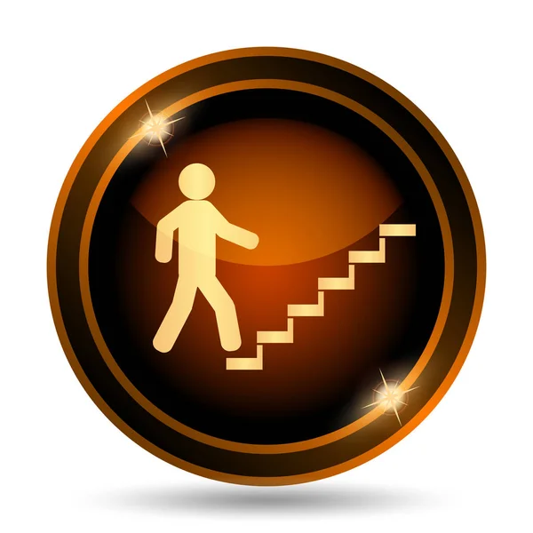 Empresario Las Escaleras Icono Éxito Botón Internet Sobre Fondo Blanco —  Fotos de Stock