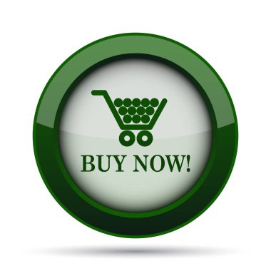 Alışveriş Sepeti simgesini şimdi satın alın. Beyaz arka plan üzerinde Internet düğmesi.