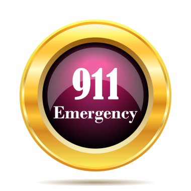 911 acil durum simgesi. Beyaz arka plan üzerinde Internet düğmesi