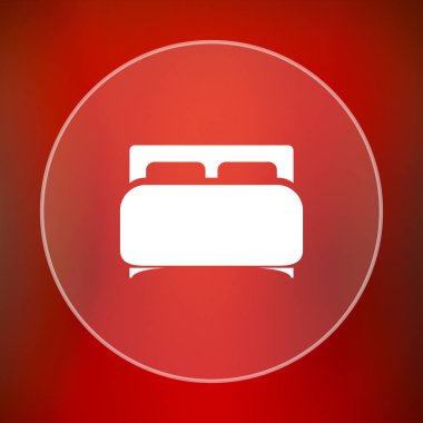 Çift Kişilik Yatak simgesi. Internet düğmesini kırmızı zemin üzerine