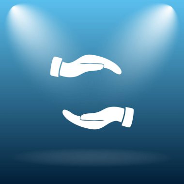 Eller simgesini korumak. Mavi arka plan Internet düğmesini.