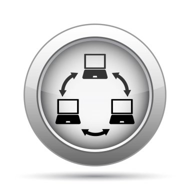 Bilgisayar ağ kutsal kişilerin resmi. Beyaz arka plan üzerinde Internet düğmesi